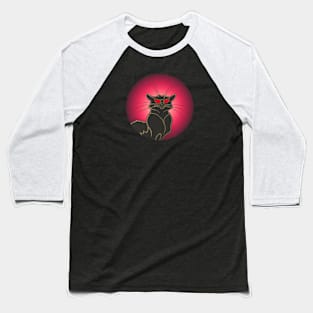 Scary Mean Black Cat Baseball T-Shirt